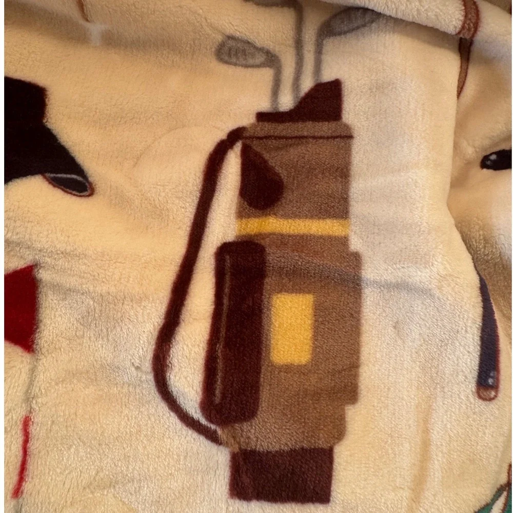 Birdie to Bogey Golf Blanket Throw With Hanger and Golf Ball Charm NWT